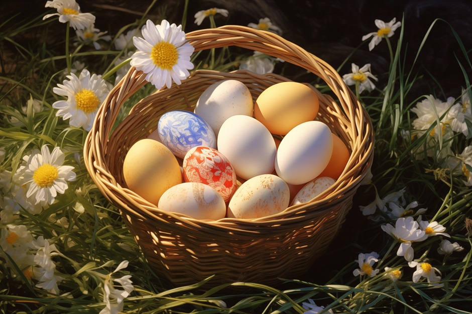 Easter eggs in a basket